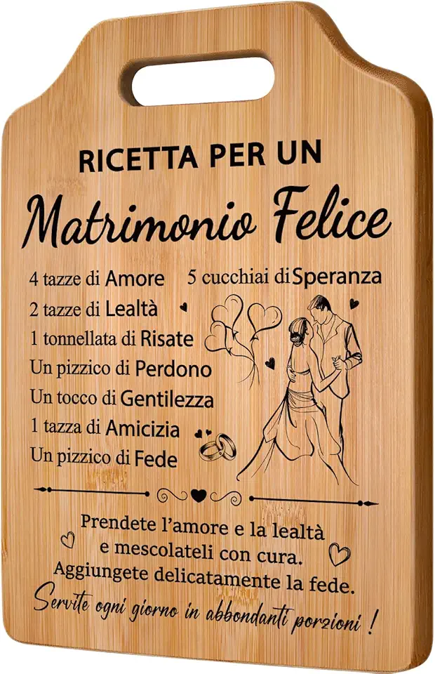 Giftasy Regalo Matrimonio, Regalo Anniversario Matrimonio - Tagliere in Bambù, Regalo Anniversario, Regali Sposi, Idee Regalo per Matrimonio, Regali Matrimonio Sposi Originale