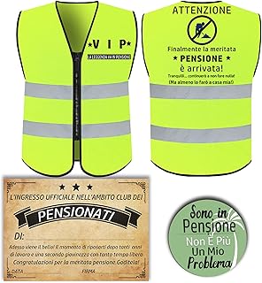 Gilet pensione + spilla + biglietto