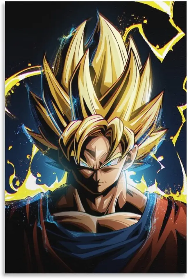 HIHIOI Anime Super Saiyan Gokus - Poster su tela, con stampa artistica da parete, 40 x 60 cm