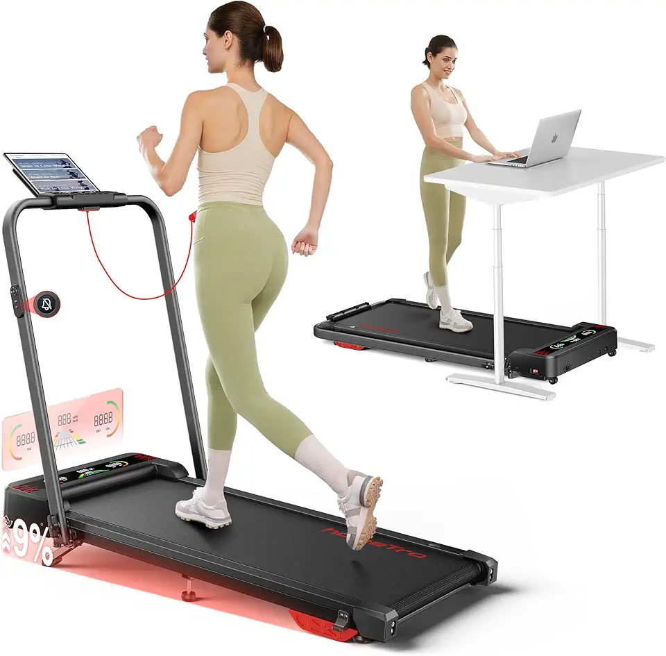 HomeTro Tapis Roulant Elettrico Salvaspazio-Treadmill Pieghevole Professionale,massimo 12 km/h,9% Inclinazione,Motore 2.5HP Potente,Schermo LED,Ultra Silenzioso,Ideale per Casa e Ufficio
