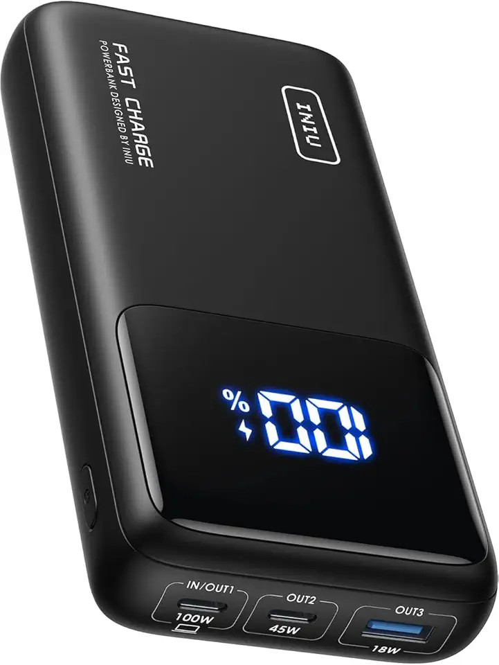 INIU Power Bank, 25000mAh 100W Fast Charging Powerbank, Caricatore Portatile USB C in & out per MacBook Air Tablet iPhone 16 15 14 13 Pro Max Mini Plus iPad Pro Steam Deck etc ClimatePartner certified