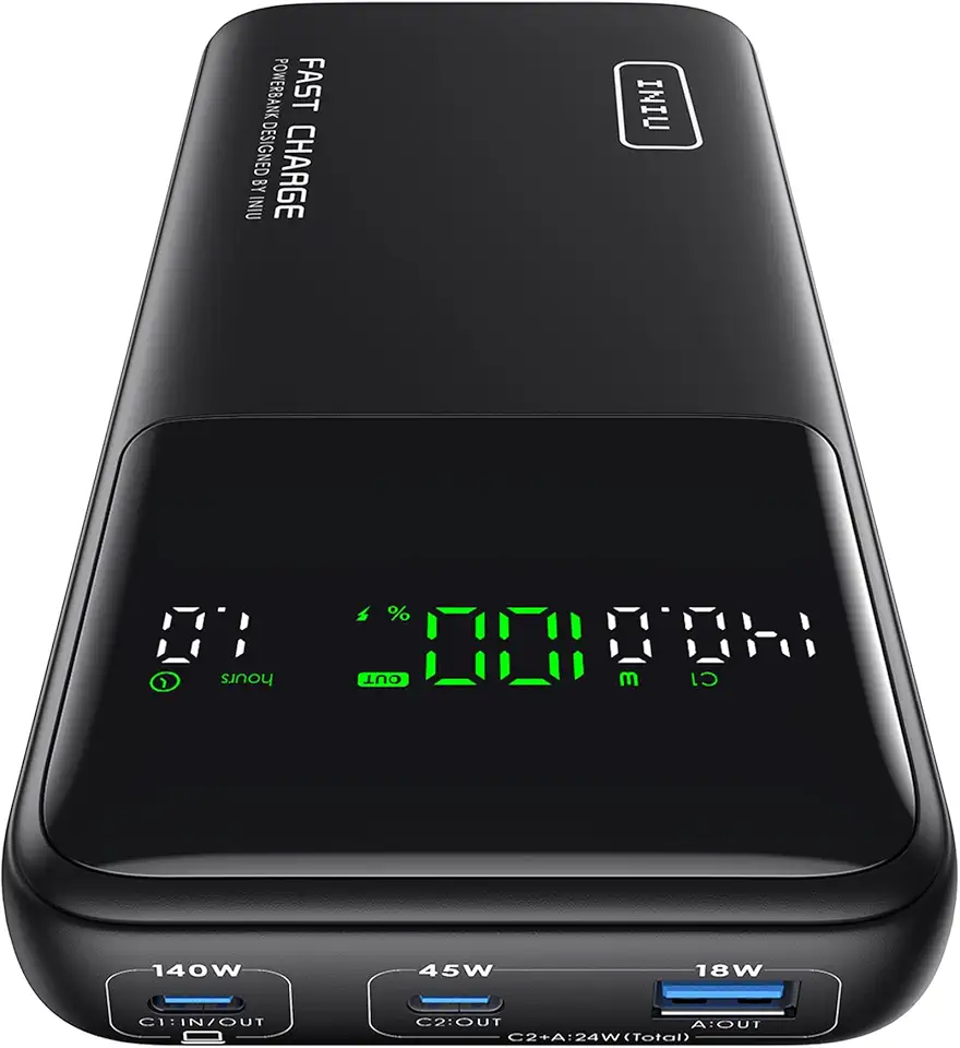 INIU Power Bank, 27000mAh 140W Caricatore Portatile Ricarica Rapida, PD3.1 Batteria Esterna Powerbank Compatibile con MacBook Pro iPhone 16 15 14 Plus Pro Max Galaxy S23 Ultra Steam Deck iPad etc ClimatePartner certified