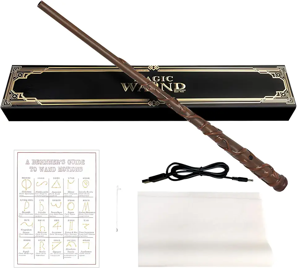 JATERWI Hermi, bacchetta magica in confezione regalo, bacchetta magica Harry, bacchetta magica in resina con carta magica, bacchette per giocattoli cosplay, fan della Wizarding.