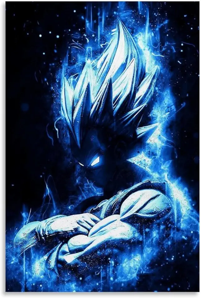 KPYHLXZE Vegeta Super Saiyan - Poster decorativo da parete su tela, stampa moderna, per camera da letto, 20 x 30 cm, colore: blu