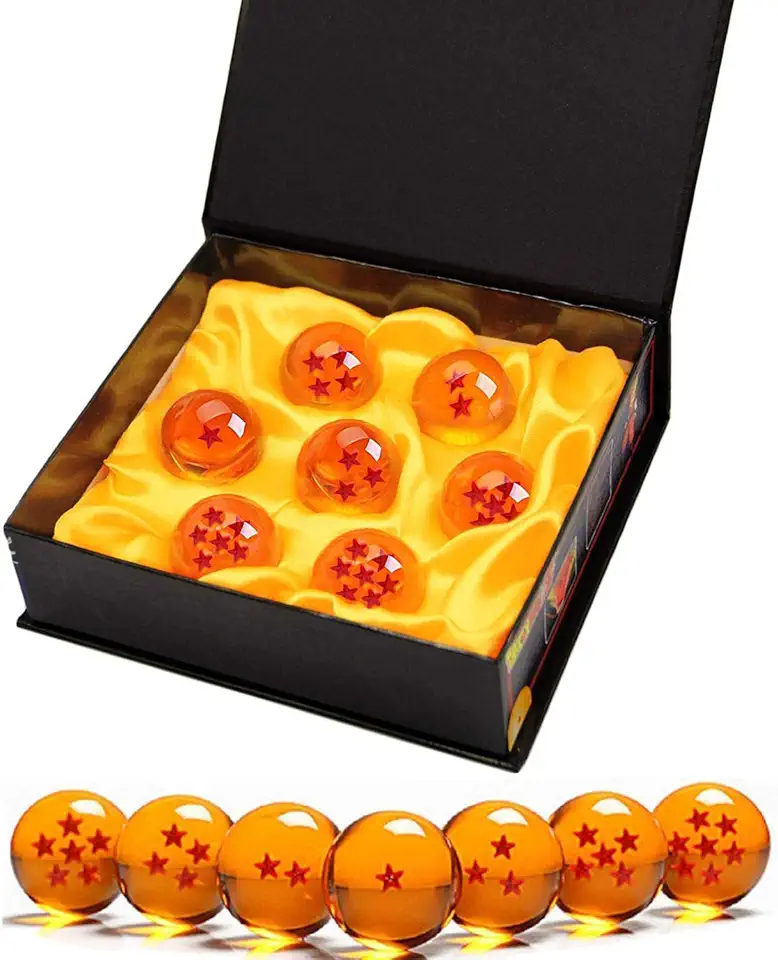 Killow 7 Palline Dragon Ball Balls, Dragon Balls da 1 a 7 Stelle con Confezione Regalo, Pezzi da Collezione per Dragon Ball Z Regalo (Diametro 4,3 cm) Arancione