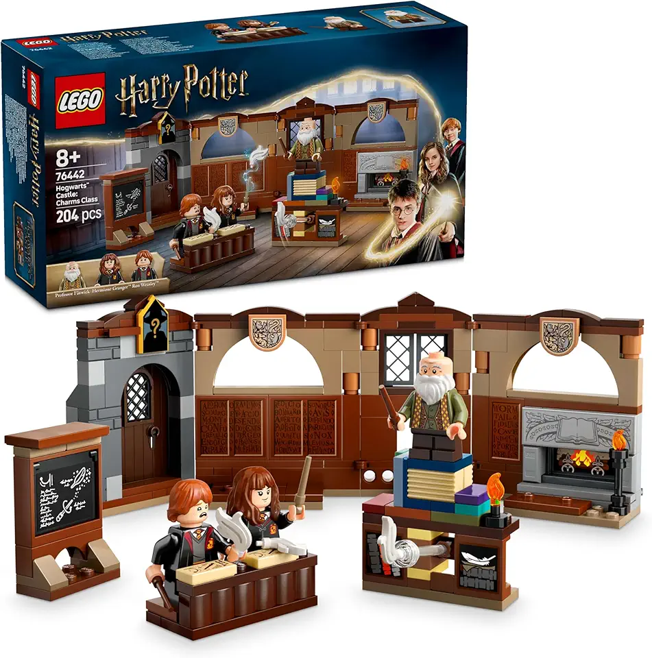 LEGO Harry Potter Castello di Hogwarts: Lezione di Incantesimi con 3 Minifigure da Collezione tra cui Hermione Granger e Ron Weasley con Funzione di levitazione, Giochi per Bambini e Bambini da 8 Anni