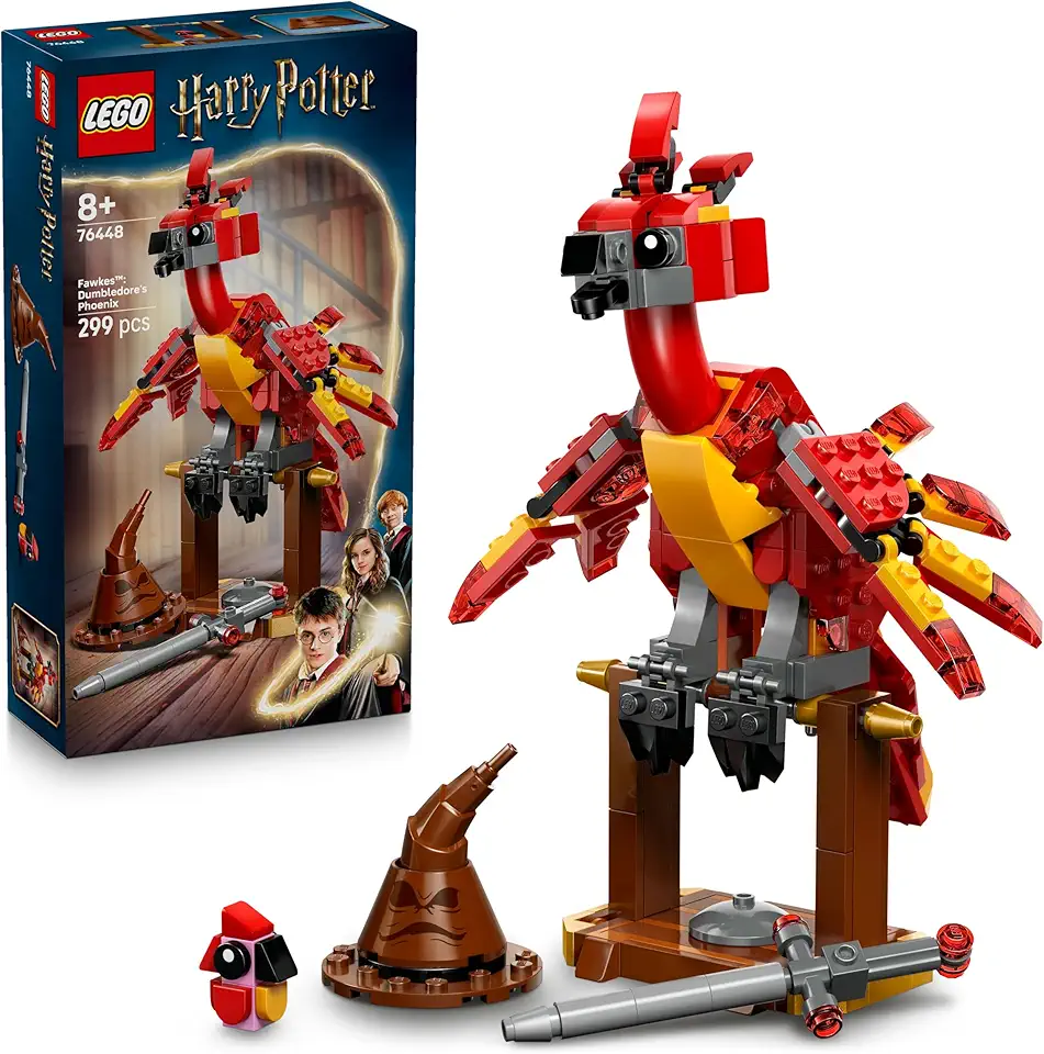 LEGO Harry Potter Fanny: la Fenice di Albus Silente Giocattolo - Set Play & Display con Figura di Uccello - con Cappello Parlante e Spada di Grifondoro - Regalo per Bambine e Bambini da 8 Anni - 76448
