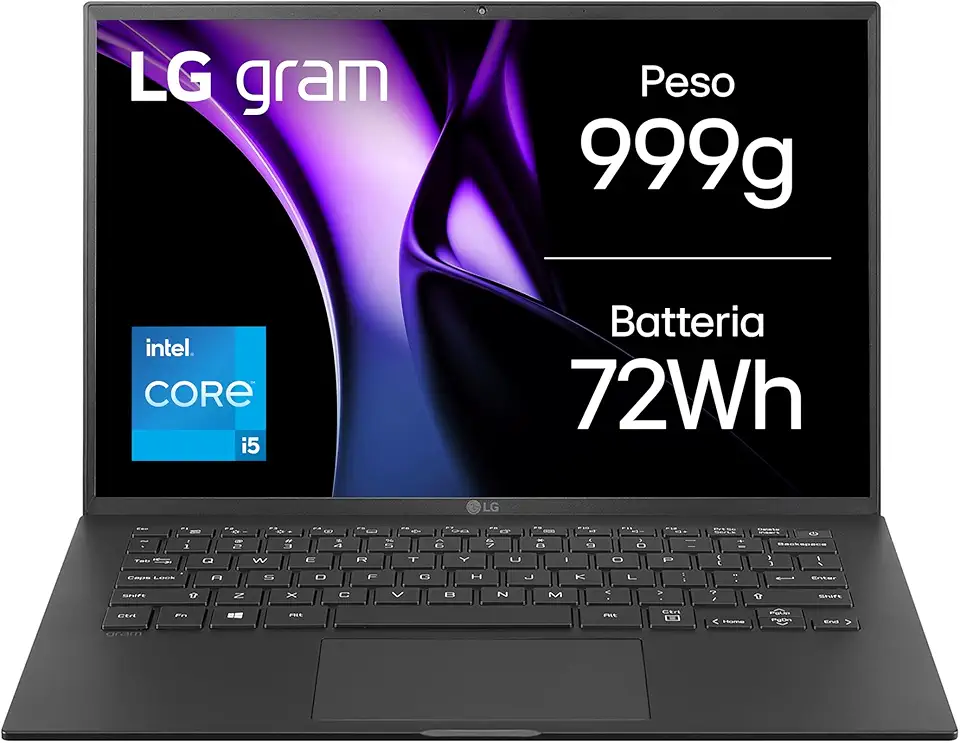 LG gram 14Z90RU, Notebook 14" 1920 x 1200, Intel Core i5-1334U, 16GB RAM, 1TB SSD, Ultraleggero solo 999g, Batteria 72Wh, Windows 11 Home, Tastiera italiana, Nero