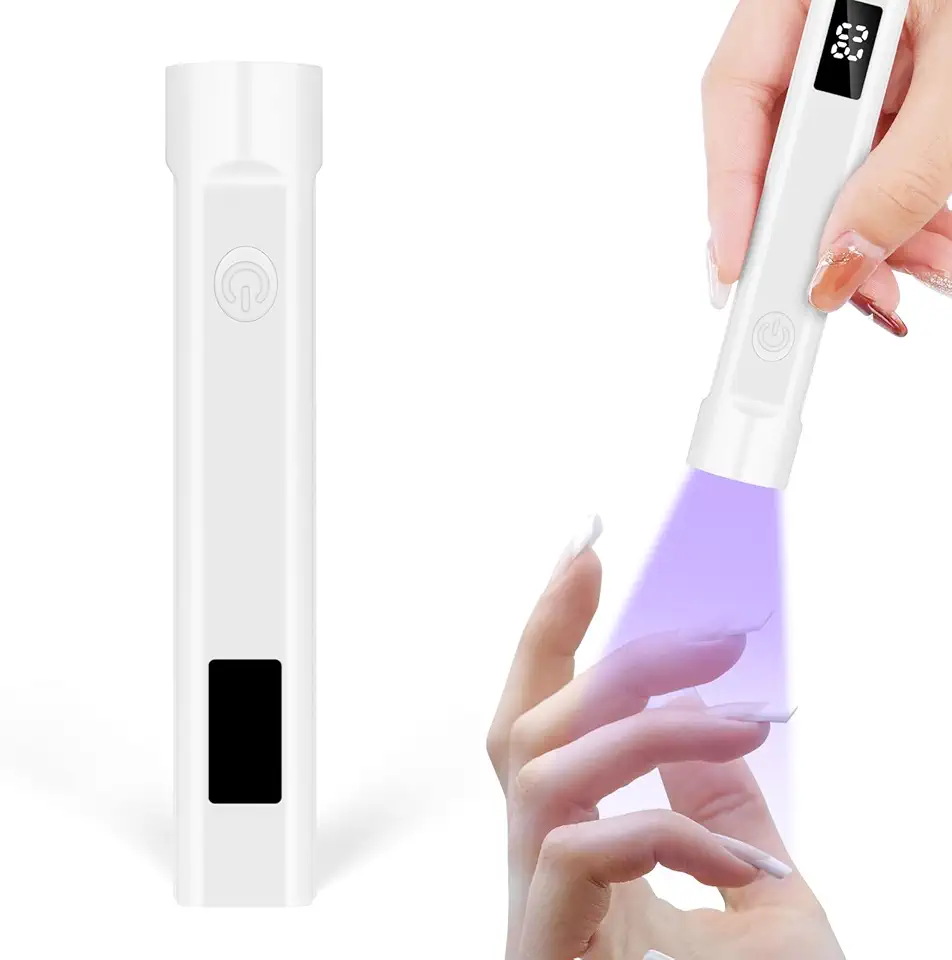 LOPHE Mini Lampada UV LED Unghie, 3 W Mini Lampada per Unghie UV LED, Lampada Unghie Portatile USB con Display Digitale, Lampade UV per Smalti Gel, DIY, Salone di Casa(Bianco)