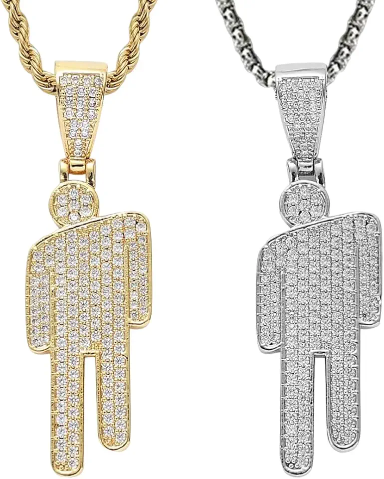 LQIOACU 2 Pezzi Collana Hip Hop, Collana con Ciondolo Creativo, Accessori di Abbigliamento