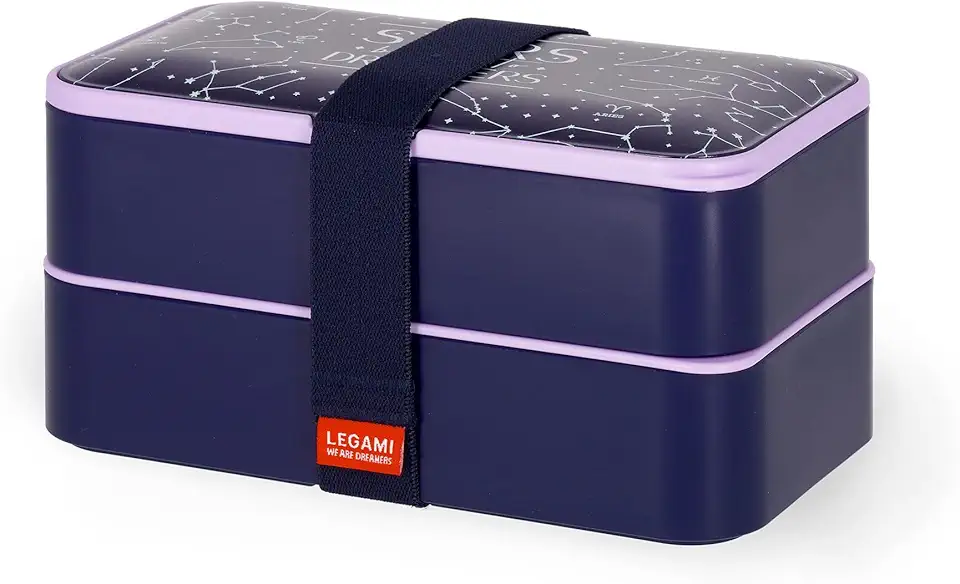 Legami - Porta Pranzo, Lunch Box con 3 Posate Incluse, Stars, Contenitore Porta Pranzo, Capacità 1200 ml, a Prova di Perdite, Adatto a Microonde e Lavastoviglie, Ideale per Scuola, Ufficio, Lavoro
