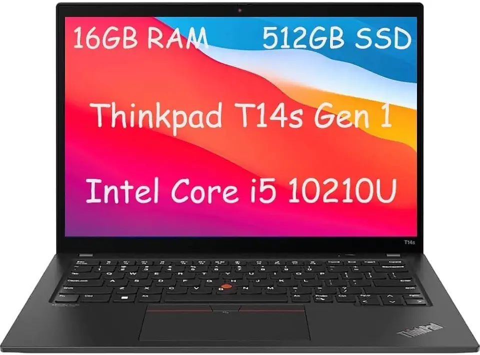 Lenovo Thinkpad T14s (Gen 1) Business Laptop, 14" FHD (1920 x 1080), Intel Core i5-10210U 1.7 Ghz, 16 GB DDR4, SSD NVMe da 512 GB, Thunderbolt 3, HDMI, webcam, Windows 11 Pro (ricondizionato)