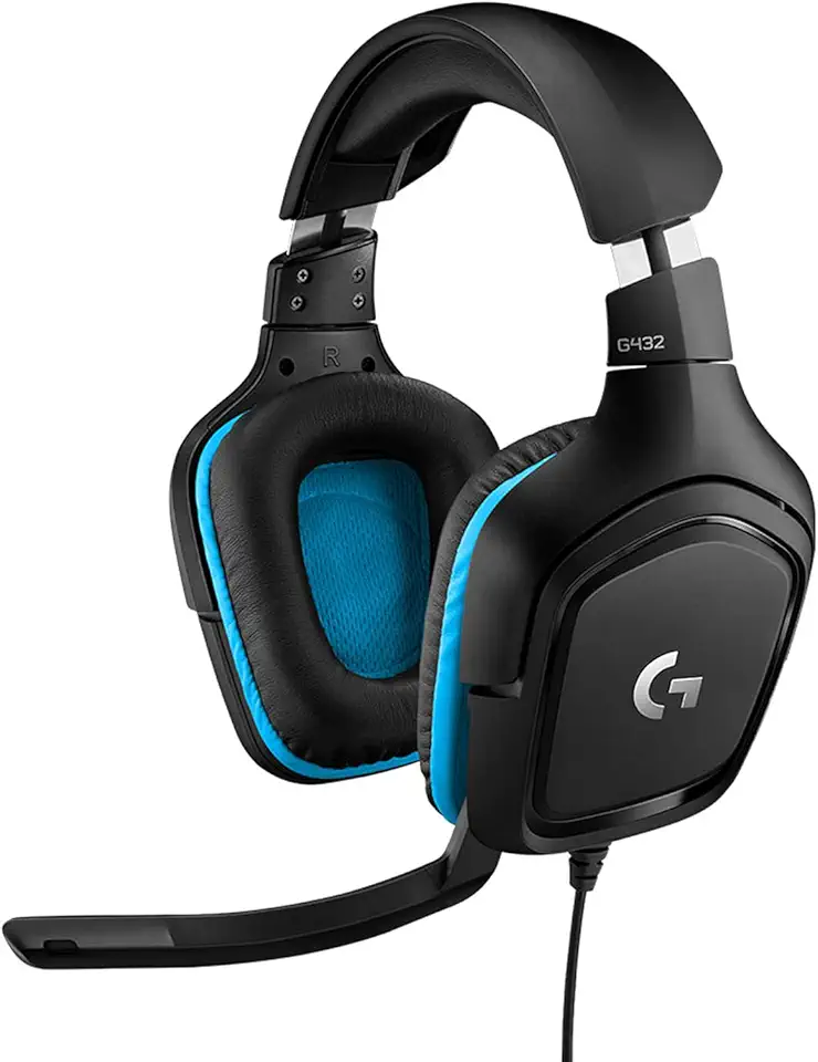 Logitech G G432 Cuffie Gaming Cablate, Audio Surround 7.1, DTS: x 2.0, Driver 50 mm, ‎Jack USB 3.5 mm, Microfono Flip-to-Mute, Leggere, PC/Mac/Xbox One/PS4/Nintendo ‎Switch, Nero/Blu