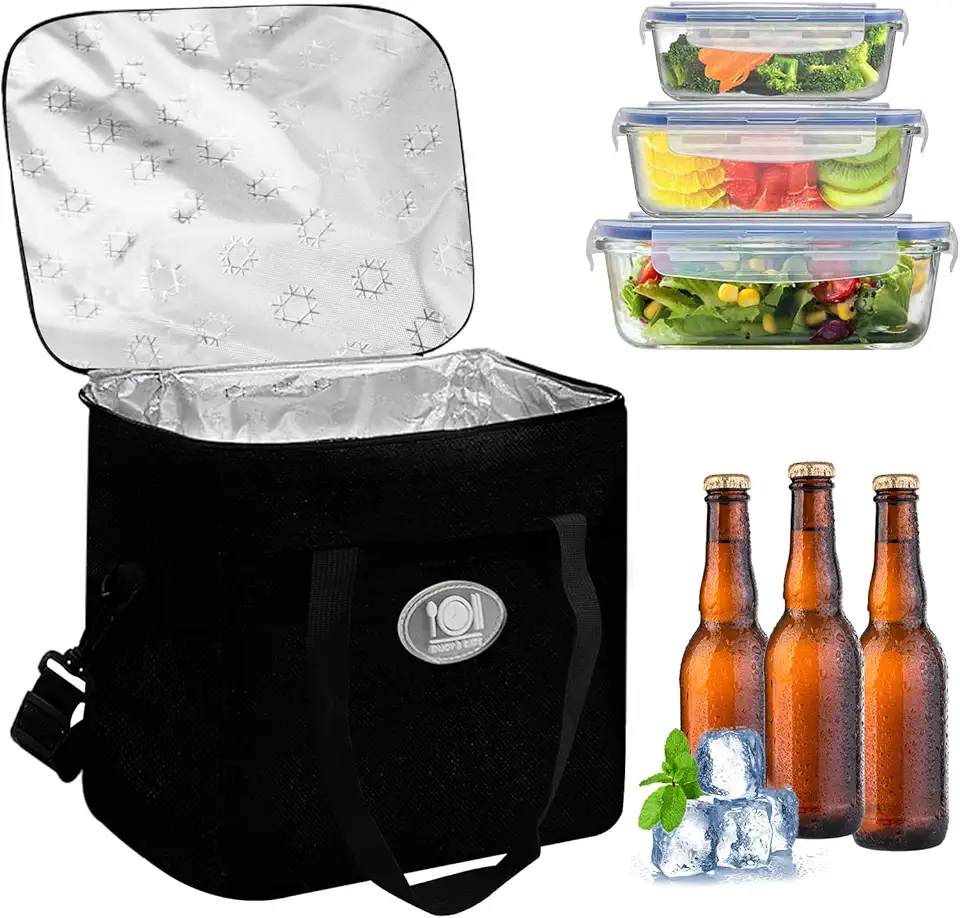 MCTNCT Borsa Termica Pieghevole 16L, Borsa Frigo Portatile Compatta, Borsa Portapranzo Termica, Borsa da Picnic Riutilizzabile per Picnic, BBQ, Campeggio, Ufficio, Esterni