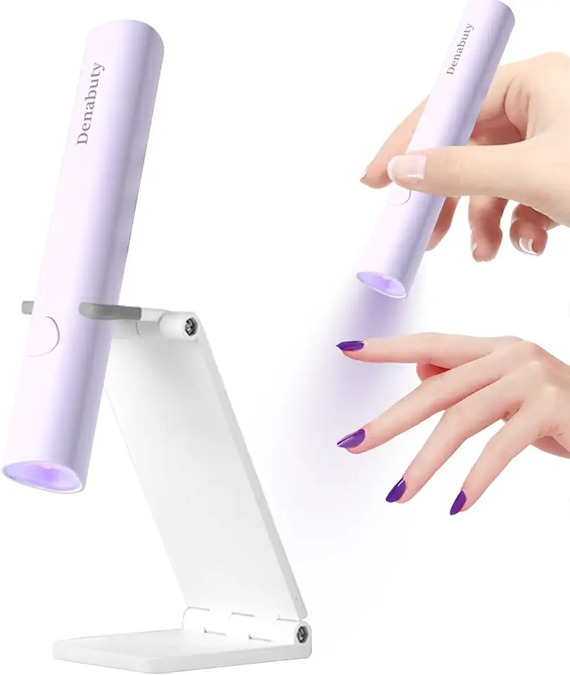 Mini Lampada UV LED Unghie, Denabuty Lampada per Unghie Senza Fili 3W, USB Ricaricabile e Portatile, Penna per Asciuga Unghie Salone di Casa, Torcia Elettrica per unghie Gel Sciugatura Rapida Viola