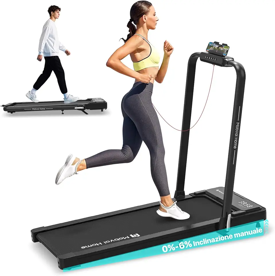 Mobvoi Home Tapis Roulant AI Intelligente 3 in 1 per casa e ufficio Supporto per Tapis Roulant per Tazza Telefono Laptop Ampia Area di Corsa Display a LED TicSports Zwift Kinomap APP 12km/h 120kg