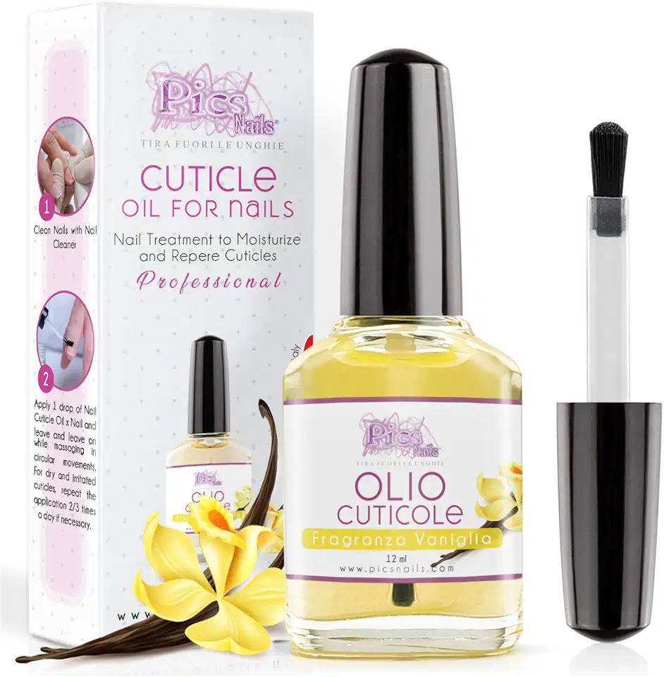 Olio Cuticole Unghie di mani e piedi Professionale 12ml - Fragranza Vaniglia - Idratante e Rigenerante, Dona Sollievo e Freschezza alla pelle secca e Irritate