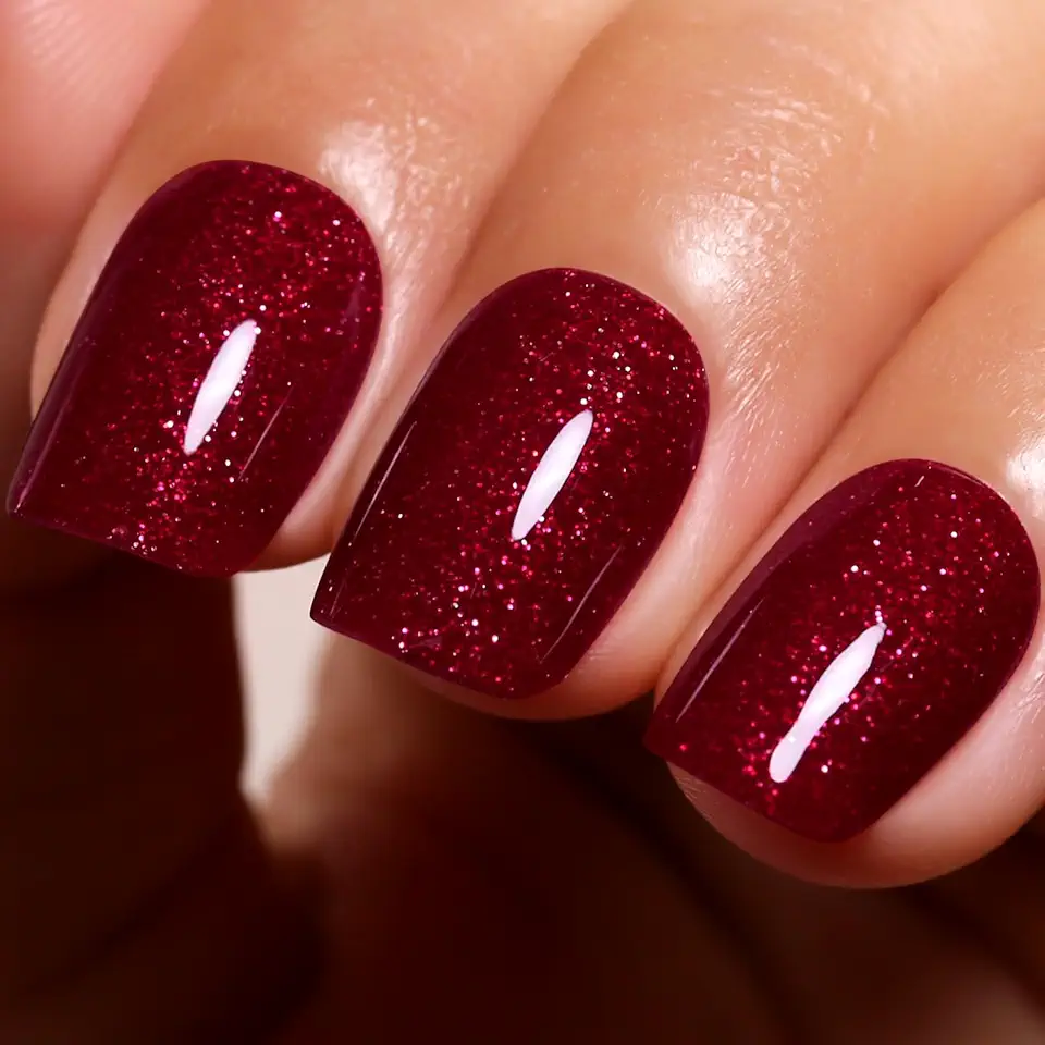 Ozzeal Smalto Semipermanente Glitter, 15ML Rosso Natale Iridescente Glitterato Smalto Semipermanente Unghie Autunno Inverno Gel Nail Polish Brillantezza Scintillante Smalto Gel
