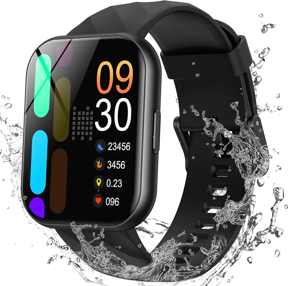 Parsonver Smartwatch Uomo Donna con 5ATM Impermeabilità per Nuoto, 1,8" HD Orologio Fitness con 100+ Sport, Frequenza Cardiaca, Sonno, Calorie, SpO2, Smart watch per iPhone Android, Nero, FF2