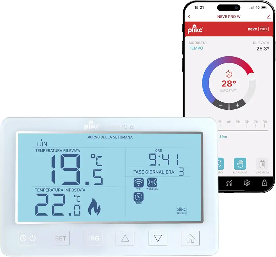 Plikc - Cronotermostato digitale Wifi dual band compatibile con Alexa - Alimentazione a 230V - (Neve PRO W)