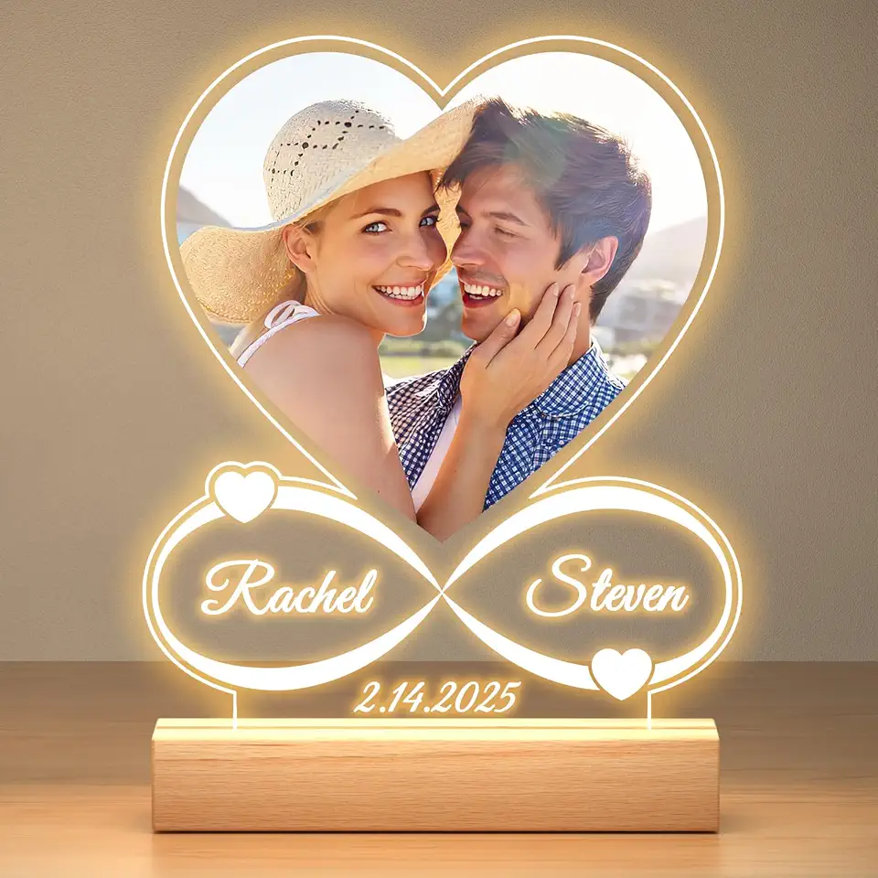 Regalo Donna Uomo, Regali Personalizzati per Fidanzata Fidanzato, Cornice con Foto Personalizzata, Lampada Personalizzata con Foto, Regalo Donna Compleanno, Regalo Anniversario Matrimonio per Lui Lei