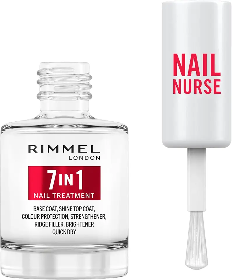 Rimmel London, Nail Care Base & Top coat 7 in 1, Rinforza, Leviga e Protegge il Colore, Formula Vegana ad Asciugatura Rapida, 12ml
