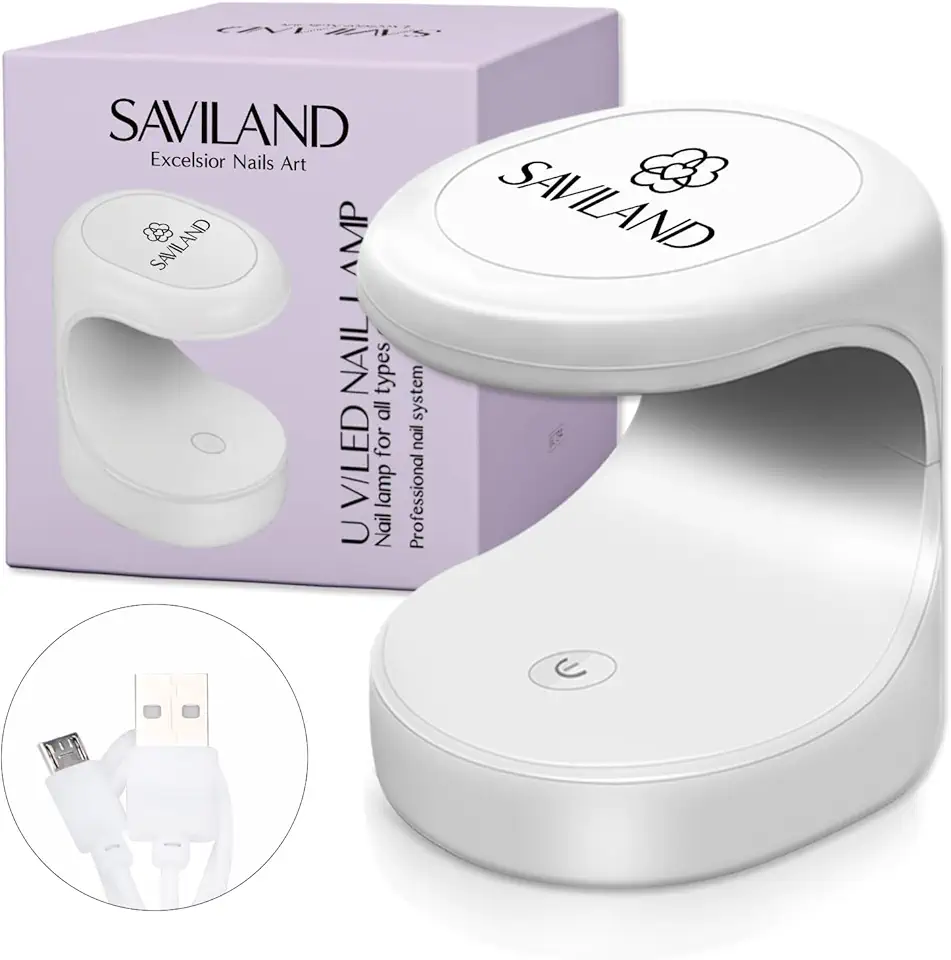 Saviland Mini Lampada UV LED Unghie, 16W Lampada per Unghie Gel Asciugatura Rapida, Luce UV Portatile, Estendere le Unghie Facile e Veloce, Lampada Unghie Piccola per Asciuga Unghie Salone di Casa