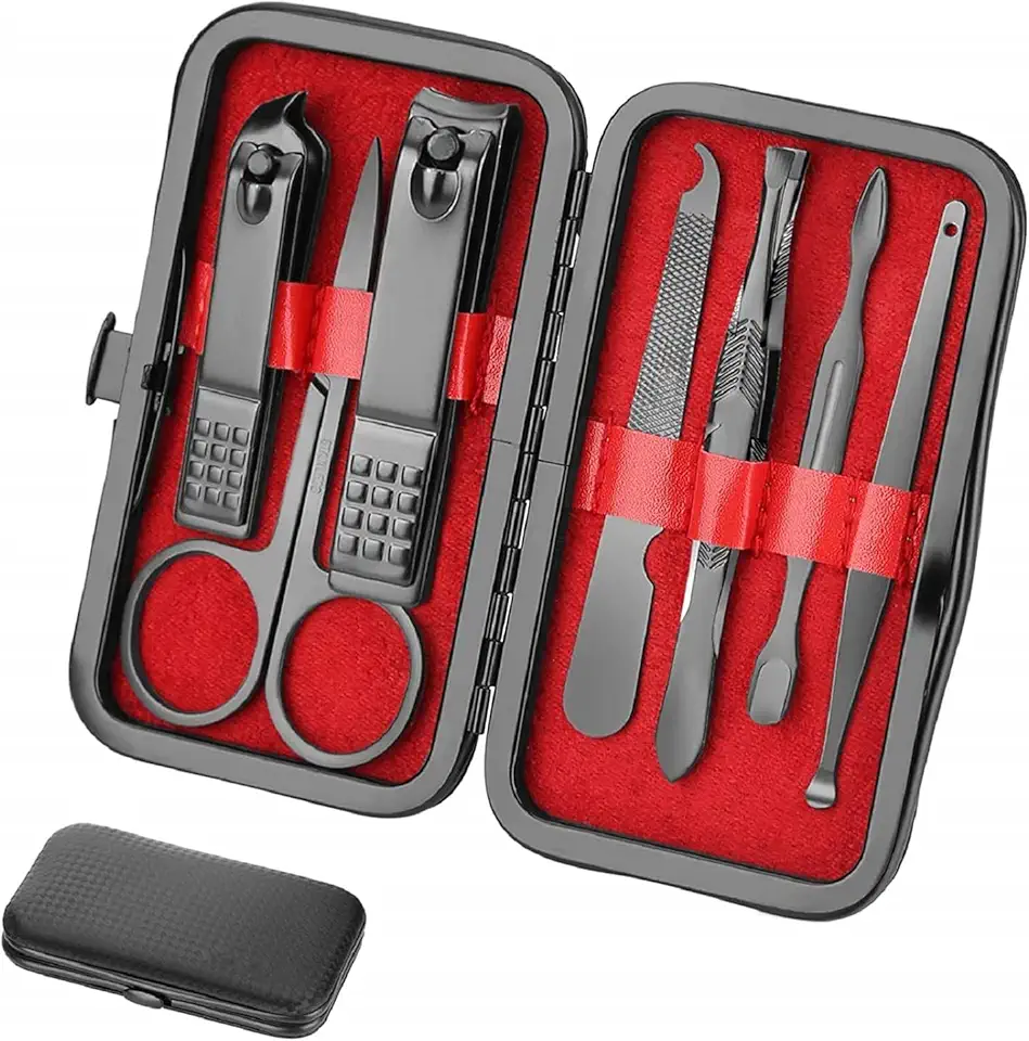 Set manicure da viaggio, kit per manicure, Tagliaunghie Set professionale per la cura delle unghie da uomo,Manicure Nail Grooming Kit Strumenti per Manicure, kit per la cura delle unghie