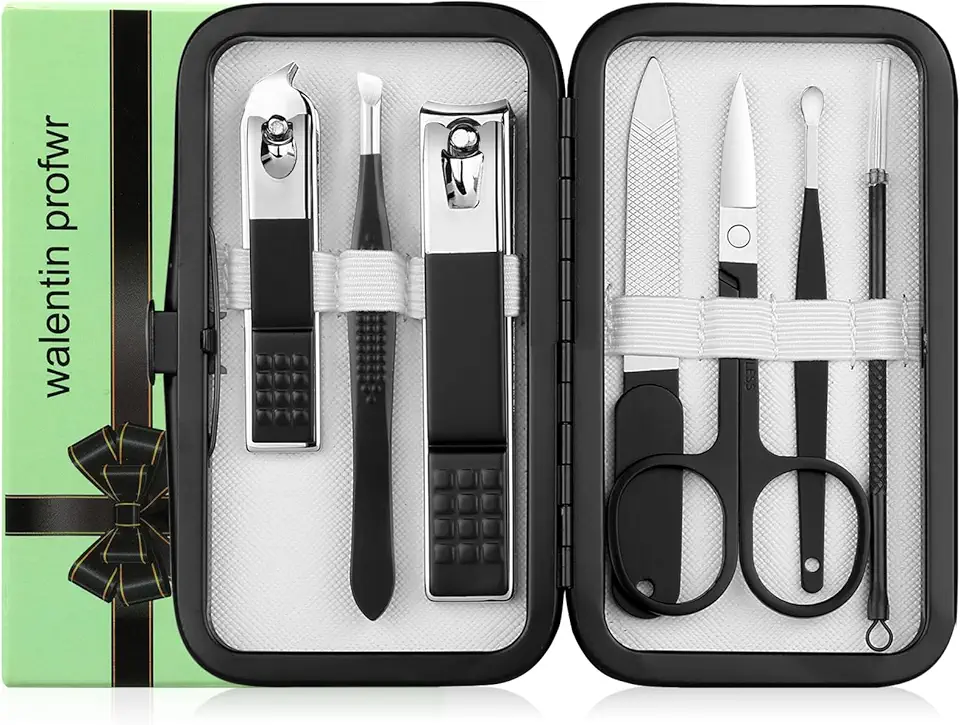 Set tagliaunghie uomo donne, kit manicure con valigetta da viaggio portatile, kit tagliaunghie per la cura personale, Set manicure regalo per uomini, marito, fidanzato, famiglia