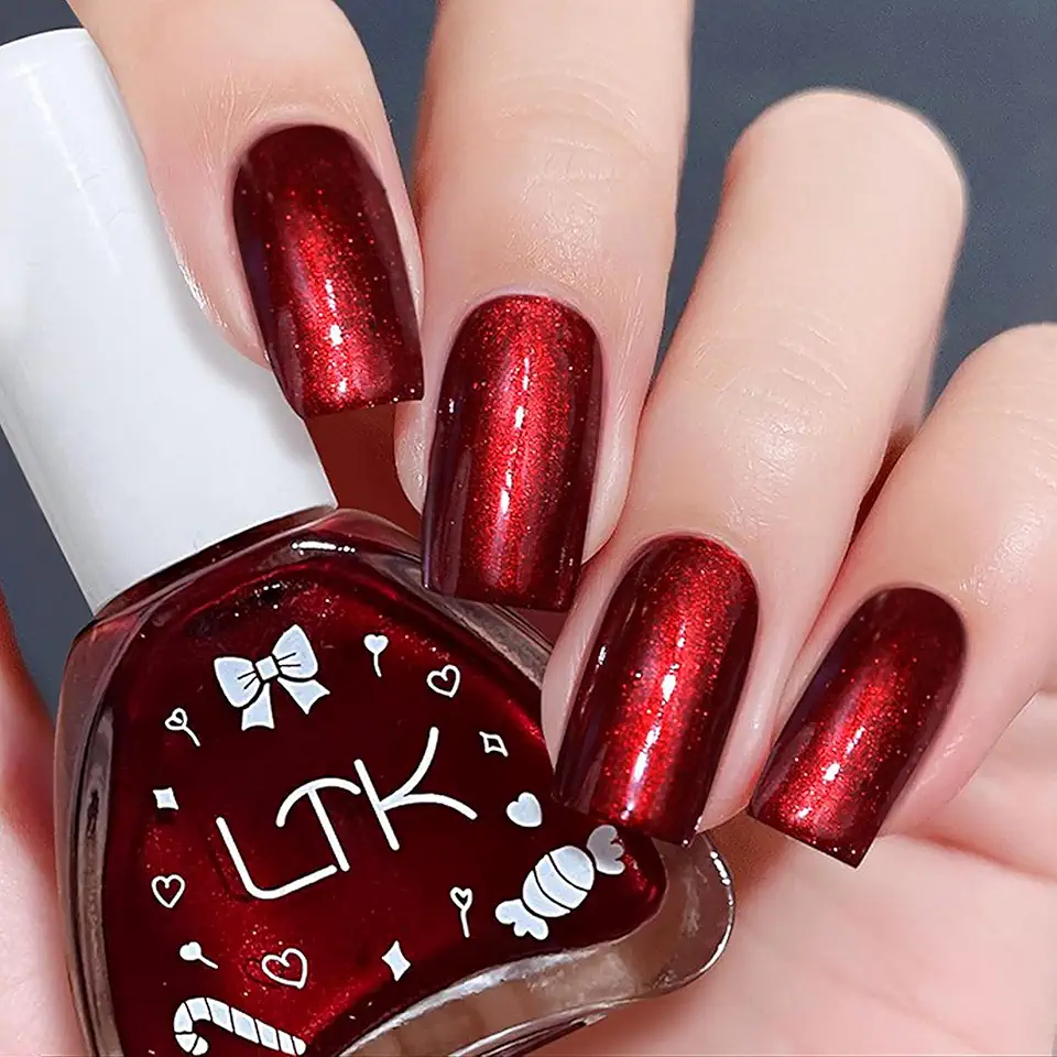 Smalto rosso perla, lucido ad asciugatura rapida, smalto rosso vino con finitura cremosa, chip resistente e vernice colorata per nail art fai da te (rosso perla, 12 g)