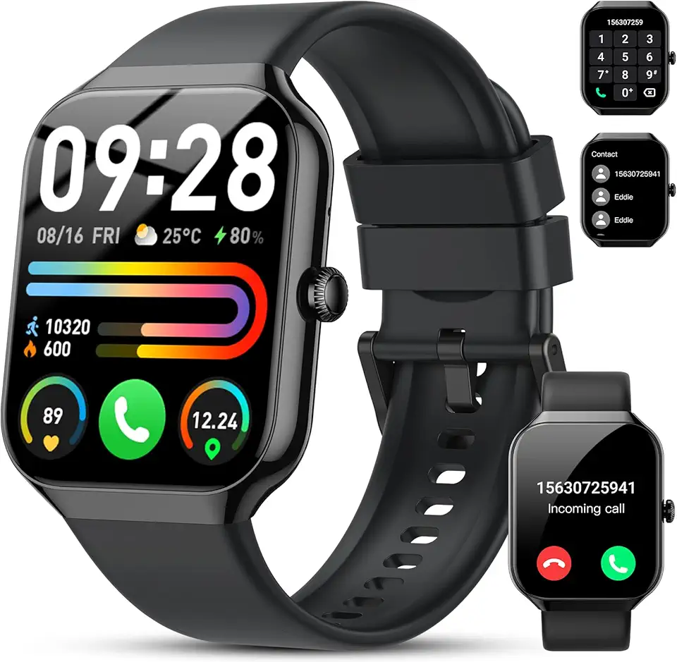 Smartwatch Uomo Donna, 1.96" Orologio Smartwatch con Effettua/Risposta Chiamate, 115+ Sportive Smart Watch con Contapassi, Sonno/Cardiofrequenzimetro, IP68 Impermeabile Fitness Tracker per iOS Android