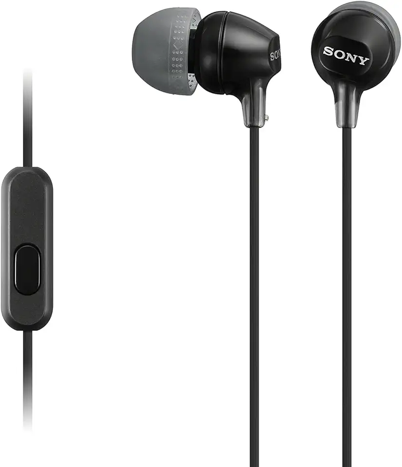 Sony MDR-EX15AP - Cuffie in-ear con microfono, Auricolari in silicone, Nero