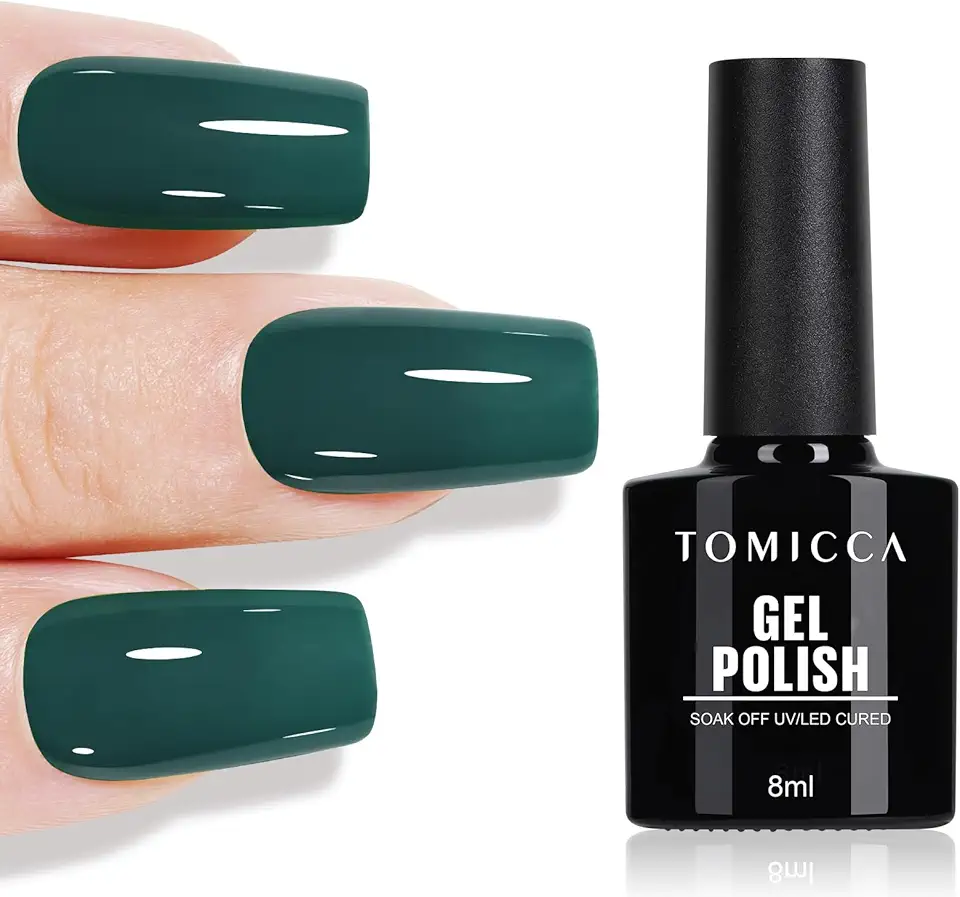 TOMICCA Smalto UV verde, 8 ml, gel di Natale verde velluto, UV LED Soak Off Manicure Gel Lacquer Varnish