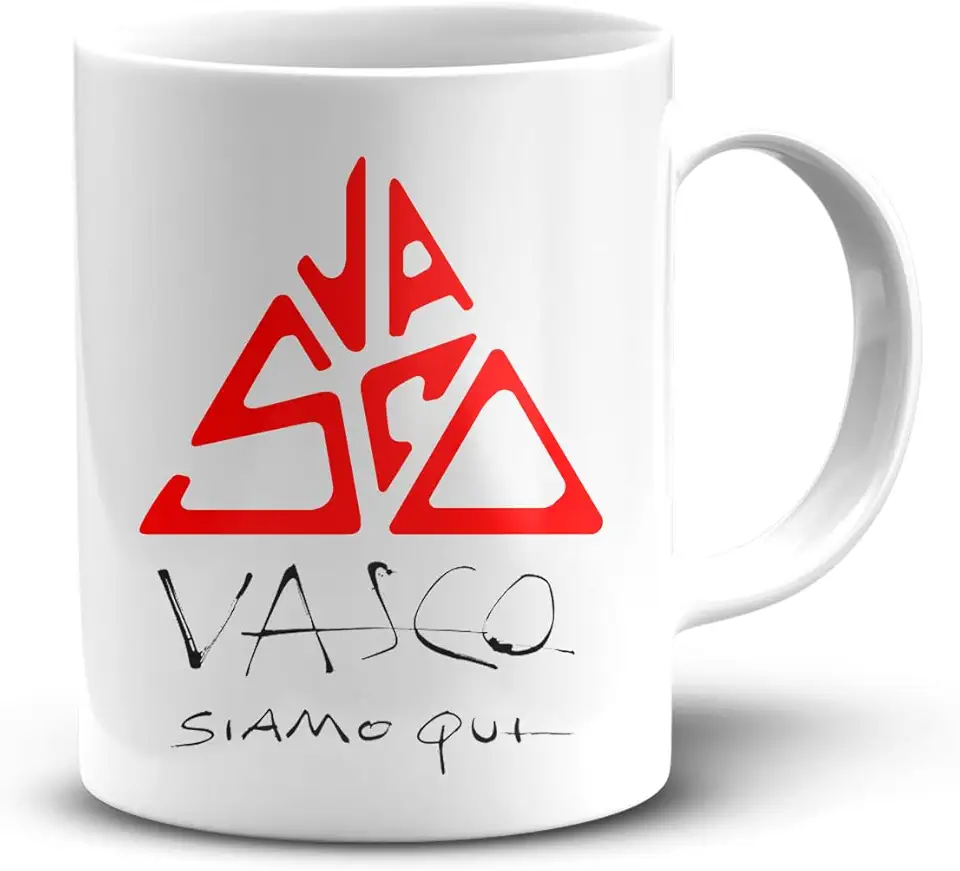 Tazza Vasco Rossi Siamo qui mug per la colazione, caffè, the, acqua (Bianco)