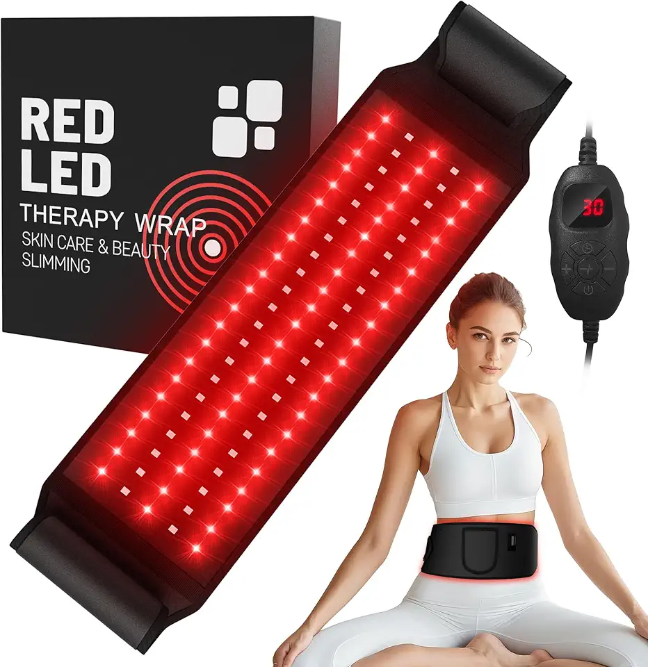 Terapia della luce rossa per il corpo: 5 livelli di luce a infrarossi per terapia del calore, fascia per schiena, vita, muscoli, sollievo dal dolore, 660 nm e 850 nm, perline a LED, dispositivo per