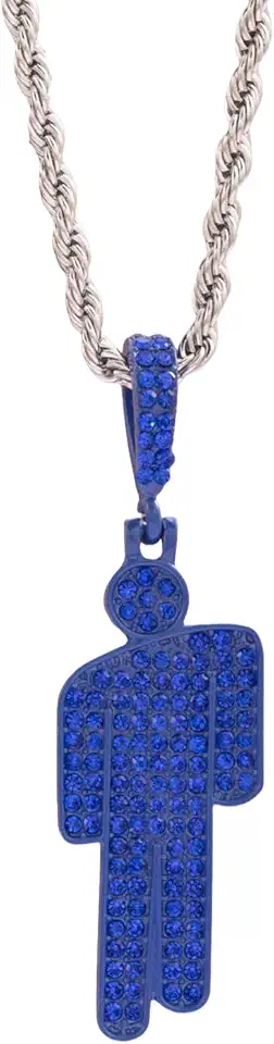 Ticome Collana da uomo e donna con diamanti umani colorati, in acciaio inox, stile hip hop, cattivo ragazzo, testa obliqua, accessori alla moda brillanti