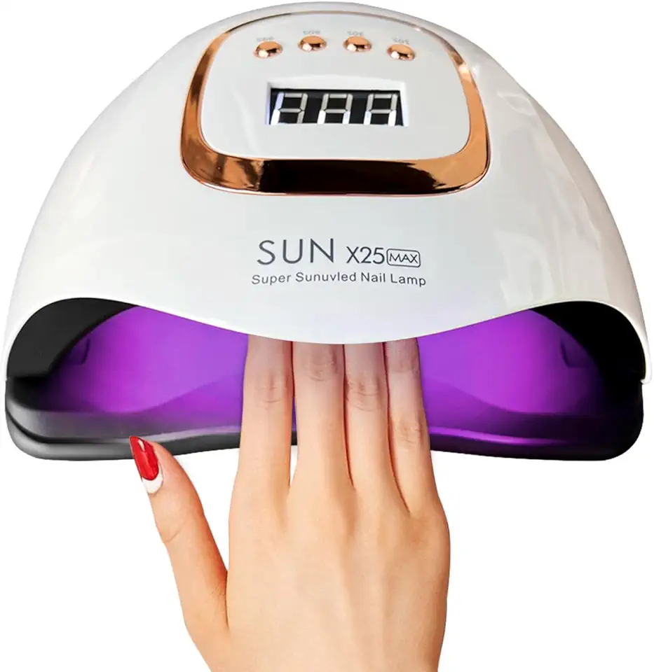 Timpou Lampada LED UV da 380 W, con 81 perline LED, essiccatore professionale per unghie gel, luce UV con 4 impostazioni timer, sensore automatico, display LCD