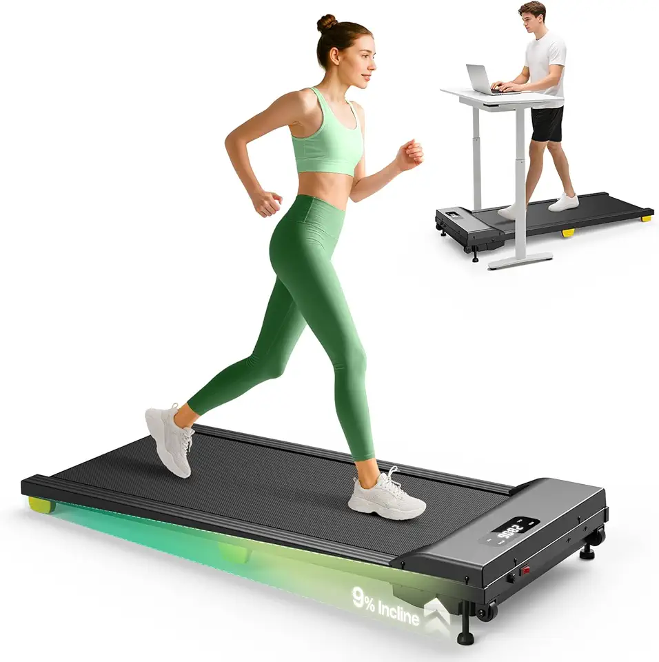 UREVO Tapis Roulant Elettrico con Inclinazione 9% & Smorzamento a 6 punti，Tapirulan Salvaspazio Con LED Dispaly & Telecommando, Walking Pad Pieghevole per Camminare e correre Con Ufficio & Casa