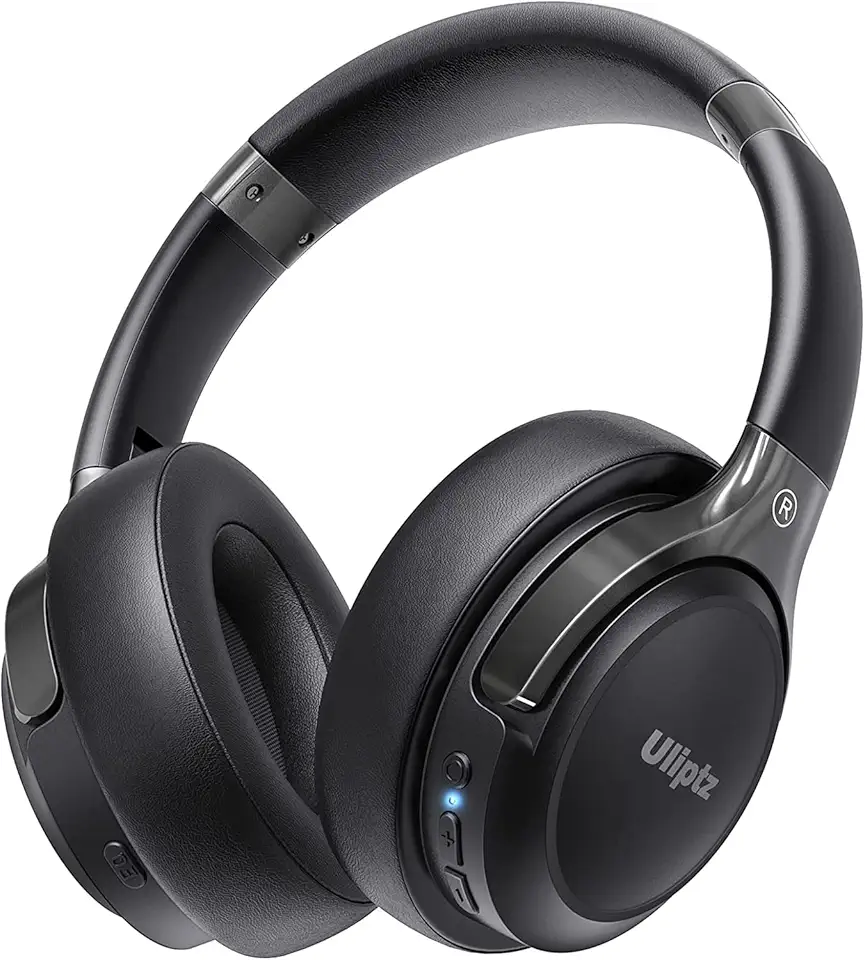 Uliptz Cuffie Wireless Bluetooth 5.3, 65 Ore Di Riproduzione, 6 EQ Modalità di Suono, Senza Fili Stereo HiFi Over Ear con Microfono, per Viaggio/Ufficio/Telefono/PC (Nero)