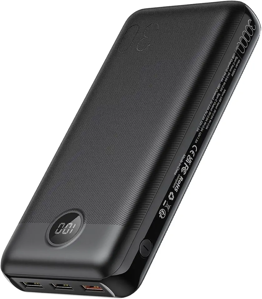 VEGER Power Bank 30000mAh, 20W Ricarica rapida caricatore portatile con LED Display, USB C Powerbank con 2 Ingressi e 4 Uscite per iPhone 14/13/12/11/Pro Samsung Huawei iPad Smartphone Tablet Switch