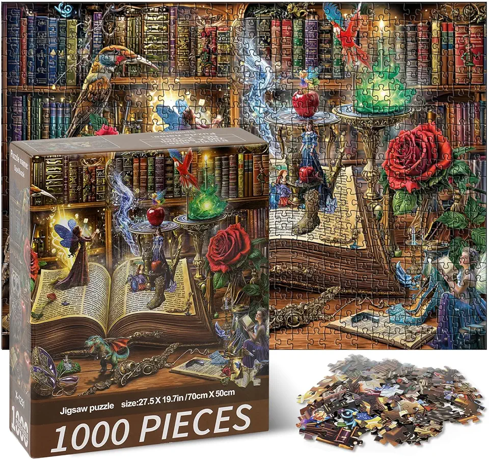 Vicloon Puzzle 1000 Pezzi Arte per Adulti e Ragazzi,Tema Libro magico,un puzzle impegnativo, per tutta la famiglia,70x50 Cm,un puzzle impegnativo,Regalo Per Adulti E Bambini Da 7 Anni E Più