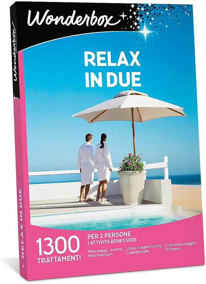 WONDERBOX - Cofanetto Regalo - Relax In Due - 1200 Momenti Relax - Perfetto per regali di coppia, come idee regalo per anniversario - 2 Persone