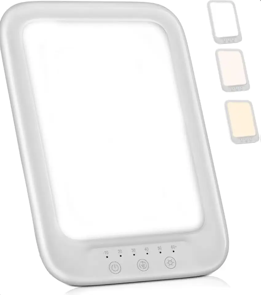 WY8 Grande lampada a luce diurna, lampada a LED per terapia della luce, luce SAD, 20000 Lux, 3 modalità di colore, 10 intensità della luce regolabile, timer, controllo touch, lampada solare per la