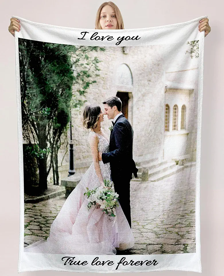 YUzzles Coperta Con Foto Personalizzate Plaid Di Testo Regali Per Compleanni, Anniversari Per Papà, Mamma, Bambini, Amici E Amanti Natale (1 Foto)