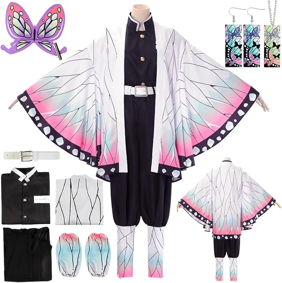 YYDSXK Cosplay Nezuko Tanjirou, Costume Nezuko Tanjirou Kochou Shinobu Mitsuri, Set di Kimono Mantello, Regalo per Bambini, Costume Nezuko Tanjiro per Carnevale Halloween Natale