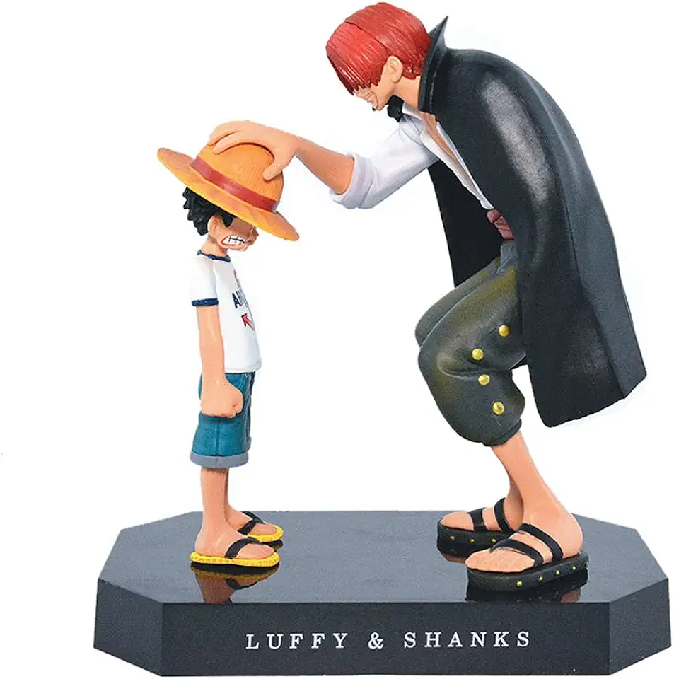 ZKTSRY Anime One Piece Shanks Touching Rufy Figure Action Figure Modello, Cake Topper Decorazione torta di compleanno Anime Ninja tema bambola figura