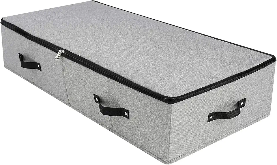 iwill CREATE PRO 68l Portaoggetti Pieghevole Sotto il Letto, Contenitore Rigido per Abiti con Maniglie, Resiste a Ripetuti Trascinamenti, Morbido Coperchio con Cerniera, Grigio Scuro, 90x42x18cm