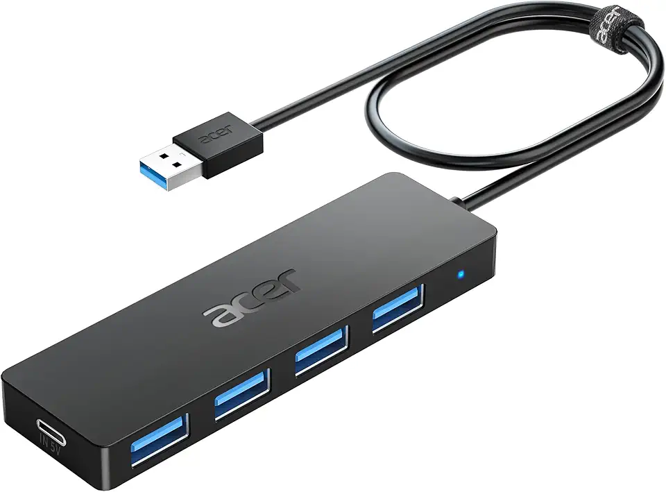Acer Hub USB 3.0 con 5 Porte, Sdoppiatore Multi USB 3.0 Adattatore USB alta Velocità 5Gbps, Compatibile con MacBook Pro Air iMac Surface Laptop Chiave USB Disco Rigido Tastiera(60cm) Recycled Claim Standard 100 ClimatePartner certified