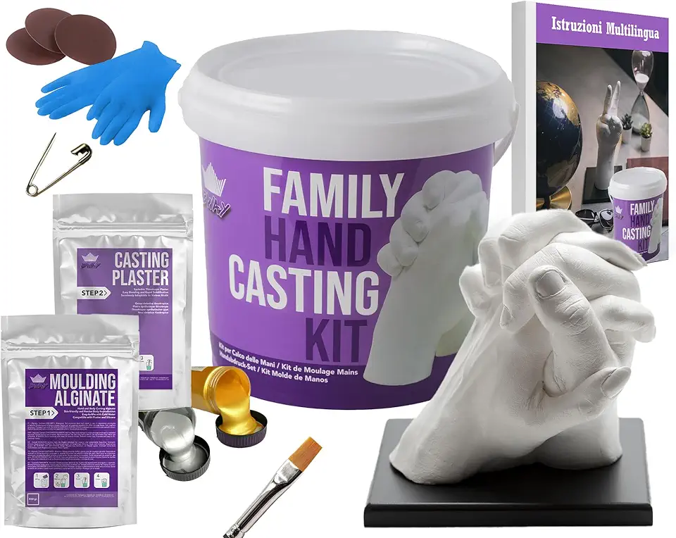 BWAY Calco Mani Coppia - Regali Natale Originali - Calco Mani con Gesso per Stampi e Alginato - Idee Regalo per Coppie, Fidanzati e Famiglie - Regalo per San Valentino e Anniversari