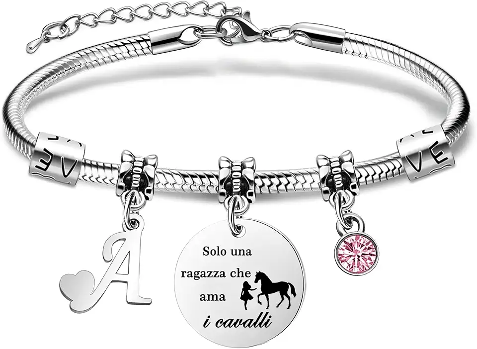 COEROW 26 Lettere Iniziali Braccialetti Di Cavallo"Solo Una Ragazza Che Ama i Cavallo"Braccialetto Di Cavallo Per Le Donne Ragazze